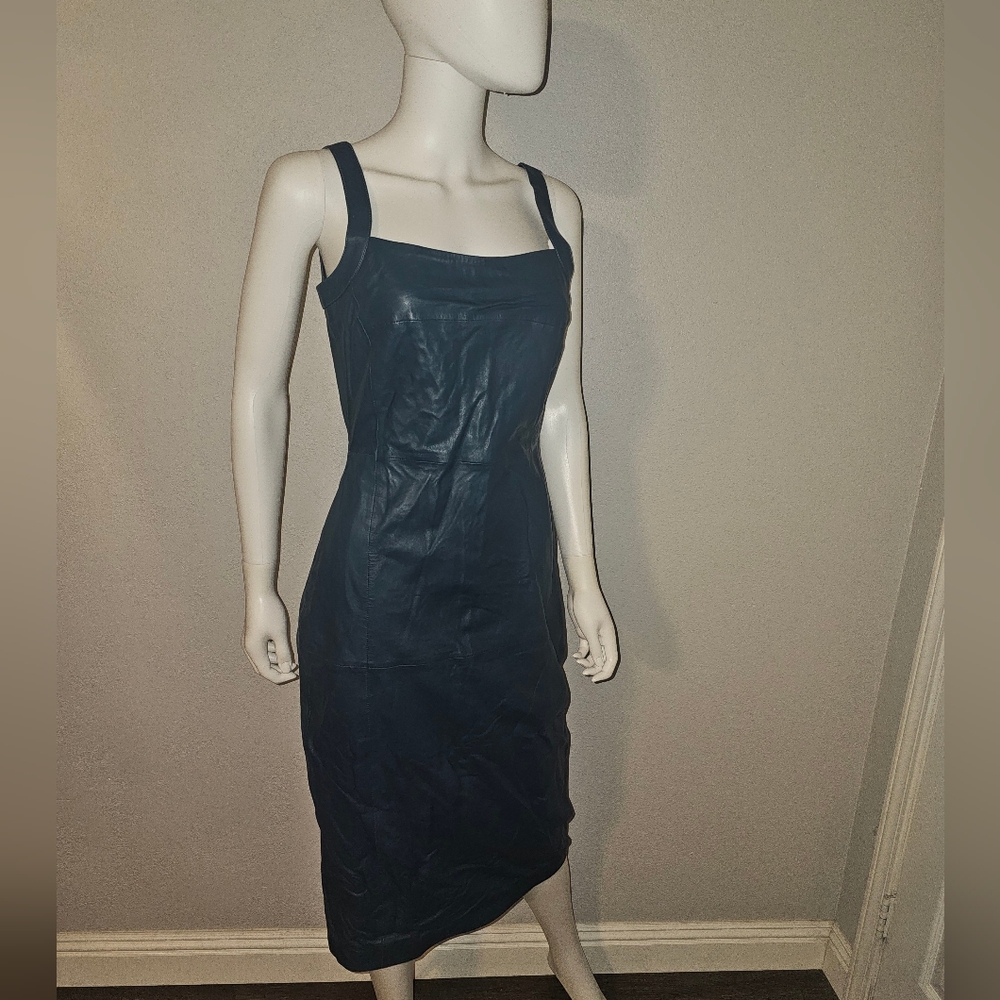 BOD & CHRISTENSEN Petrol Blue Leather Dress